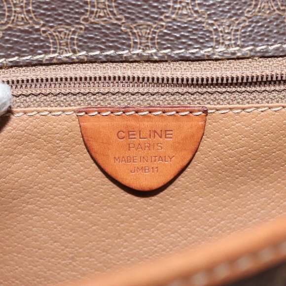 CELINE Macadam Canvas Circle Shoulder Bag PVC Leather Brown Gold Auth 123293 - Picture 13 of 15